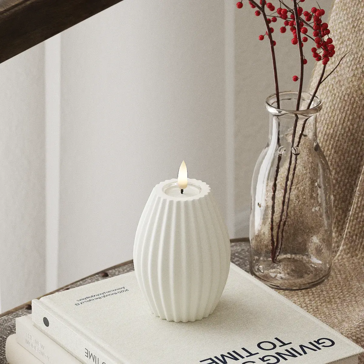 LED Kerze Deluxe Homeart Gerillt D7,5 x 10 cm - Echtwachs