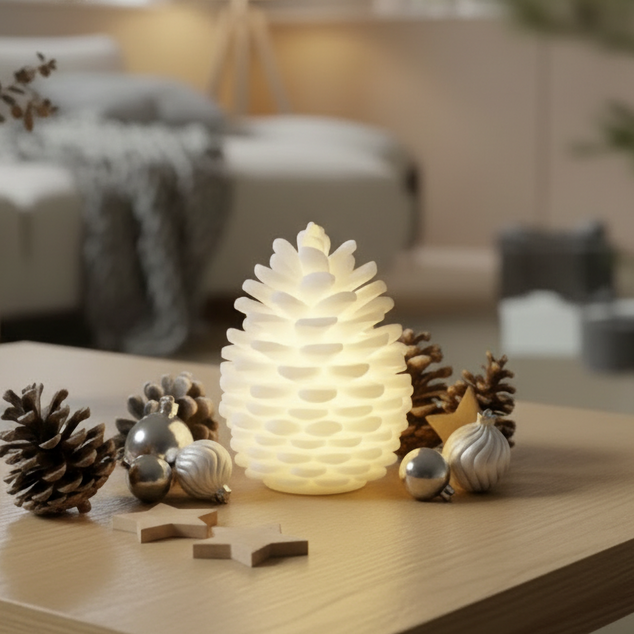 LED Tannenzapfen Stearin (13 cm) – Deluxe Homeart