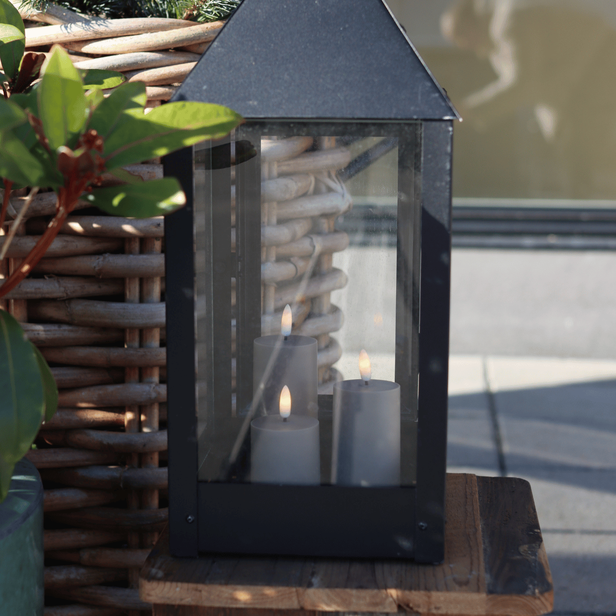 Outdoor LED-kerzen D5 3er-Set in Sandfarbe - Nordicflame-de