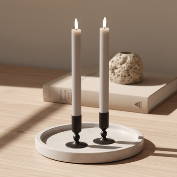 Grau 2er-Set LED Stabkerzen (22,5 cm) - 3D Flamme