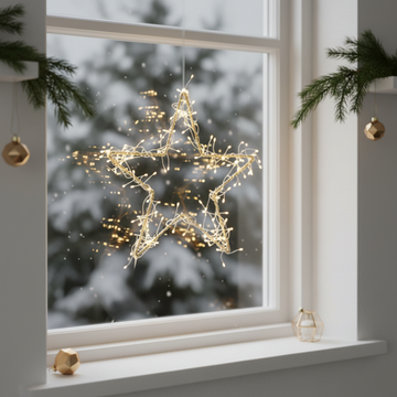 LED-Stern – Ø30 cm mit LED-Lichtern, batteriebetrieben und mit Timerfunktion – Gold