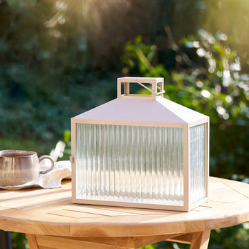 Lucca Glaslaterne – Beige/Graues Metall