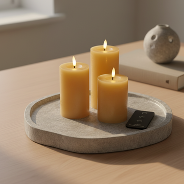 LED-Stumpenkerzen Set mit 3 Kerzen & Fernbedienung - Amber