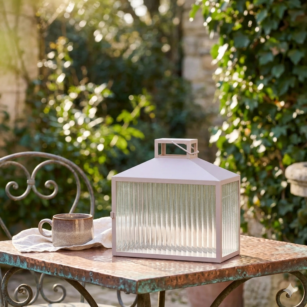 Lucca Glaslaterne – Beige/Graues Metall