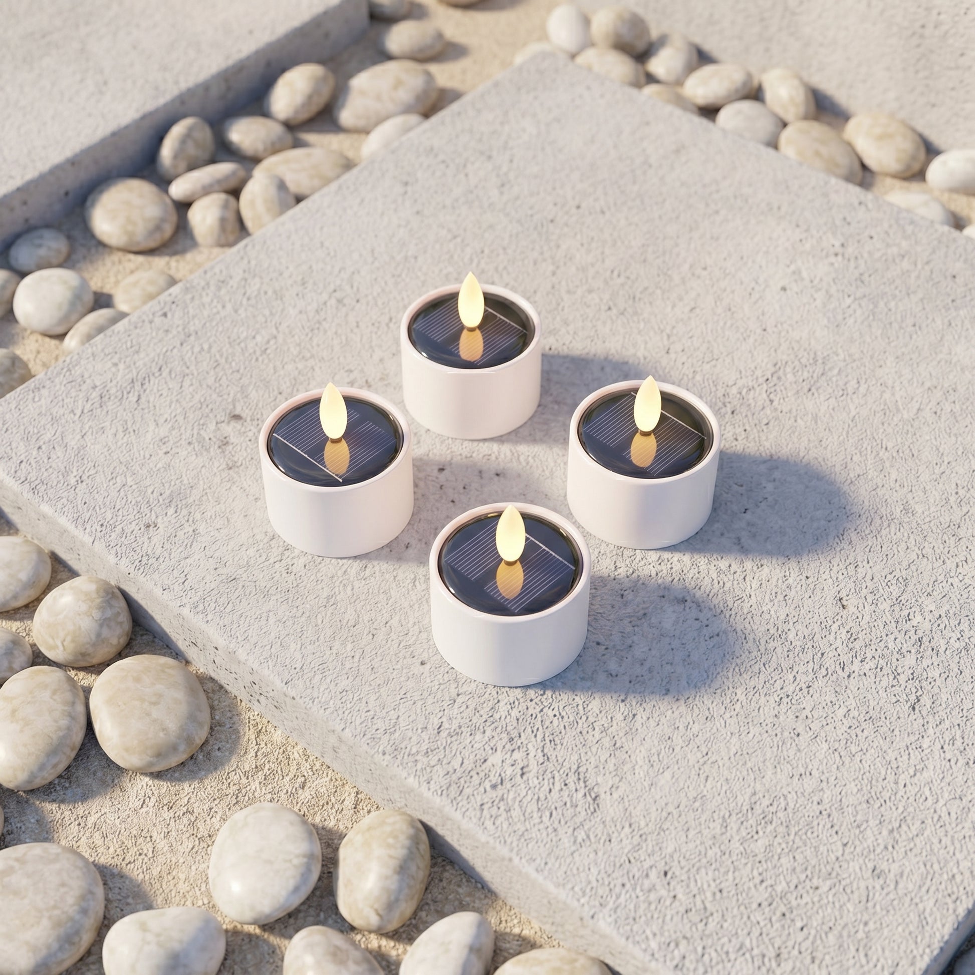 Outdoor Solar-Teelichte 4 Stück – 3D-Flamme – Nordic Flame