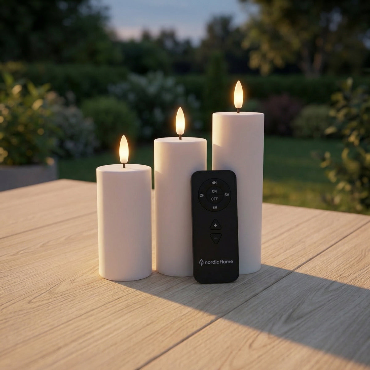 Outdoor LED Kerzen – wetterfest & mit 3D-Flamme | Nordic Flame