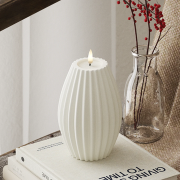 LED Kerze Deluxe Homeart Gerillt D10 x 15 cm - Echtwachs - 3D Flamme