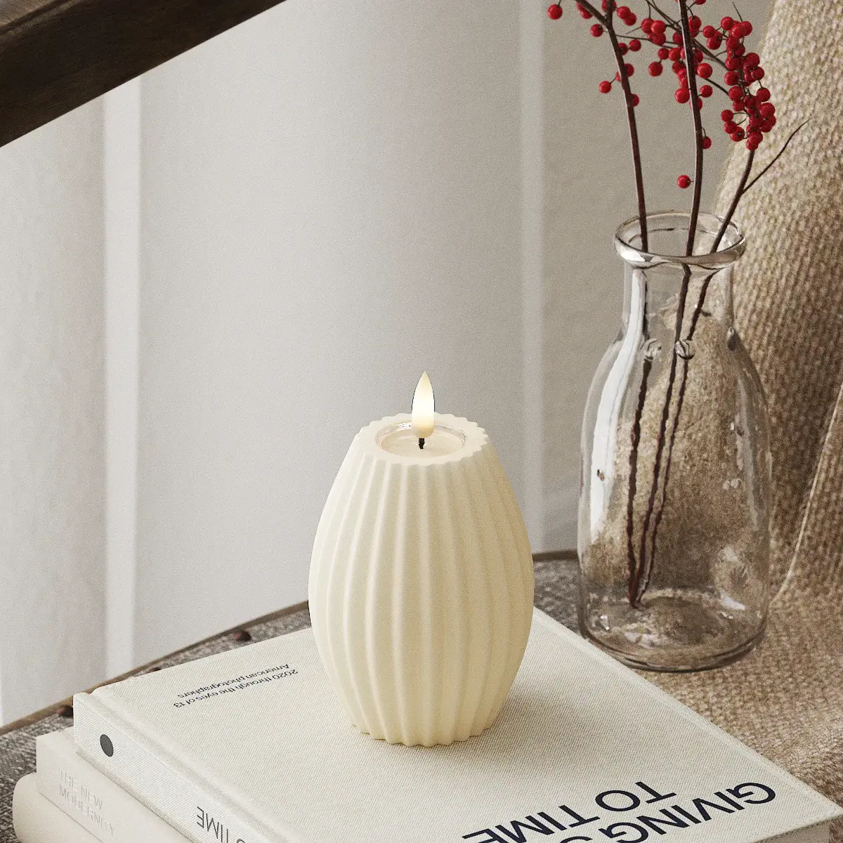 LED Kerze Deluxe Homeart Gerillt D7,5 x 10 cm - Echtwachs