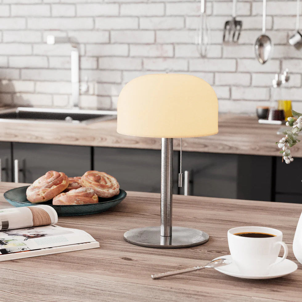 Nordic Flame Kabellose LED-Tischleuchte – 26 cm Silber – inkl. Fernbedienung
