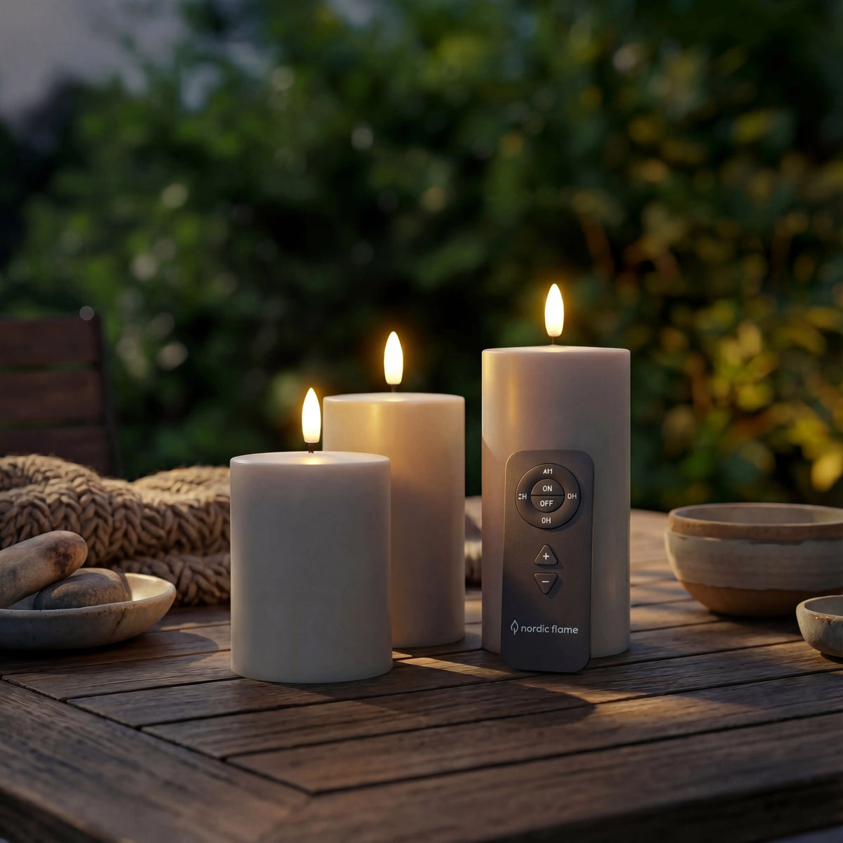 Outdoor LED Kerzen – wetterfest & mit 3D-Flamme | Nordic Flame