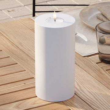 Outdoor LED-Kerze Deluxe Homeart D10 x 20 cm - Deluxe 3D Flamme flackernd