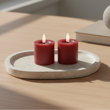 2er-Pack LED-Stumpenkerzen in Rot mit realistischer 3D-Flamme