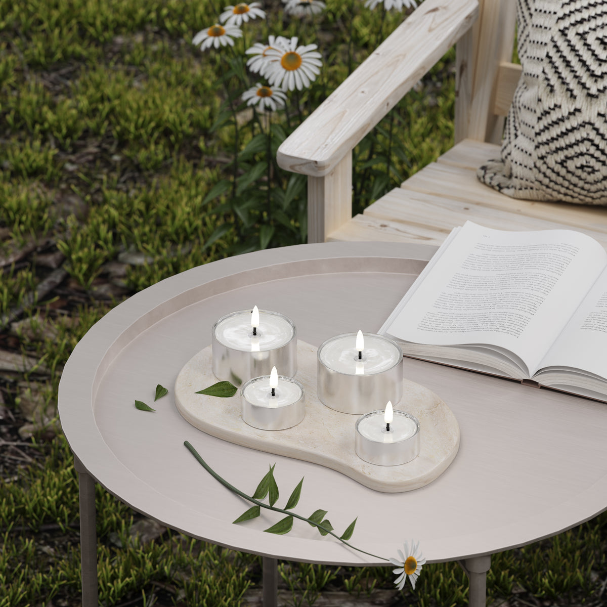 Outdoor LED Teelichter 2er-Pack - Realistische 3D-Flamme