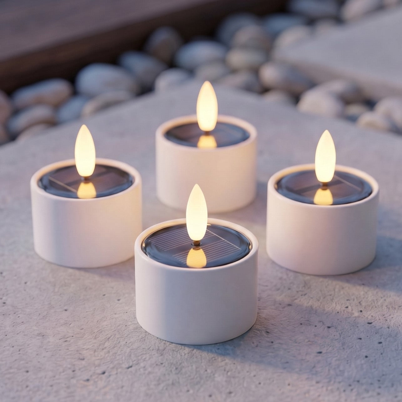 Outdoor Solar-Teelichte 4 Stück – 3D-Flamme – Nordic Flame