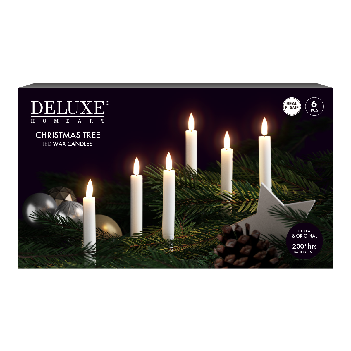 LED Weihnachtsbaumkerzen -  6 Stück - Deluxe Homeart - Nordicflame-de