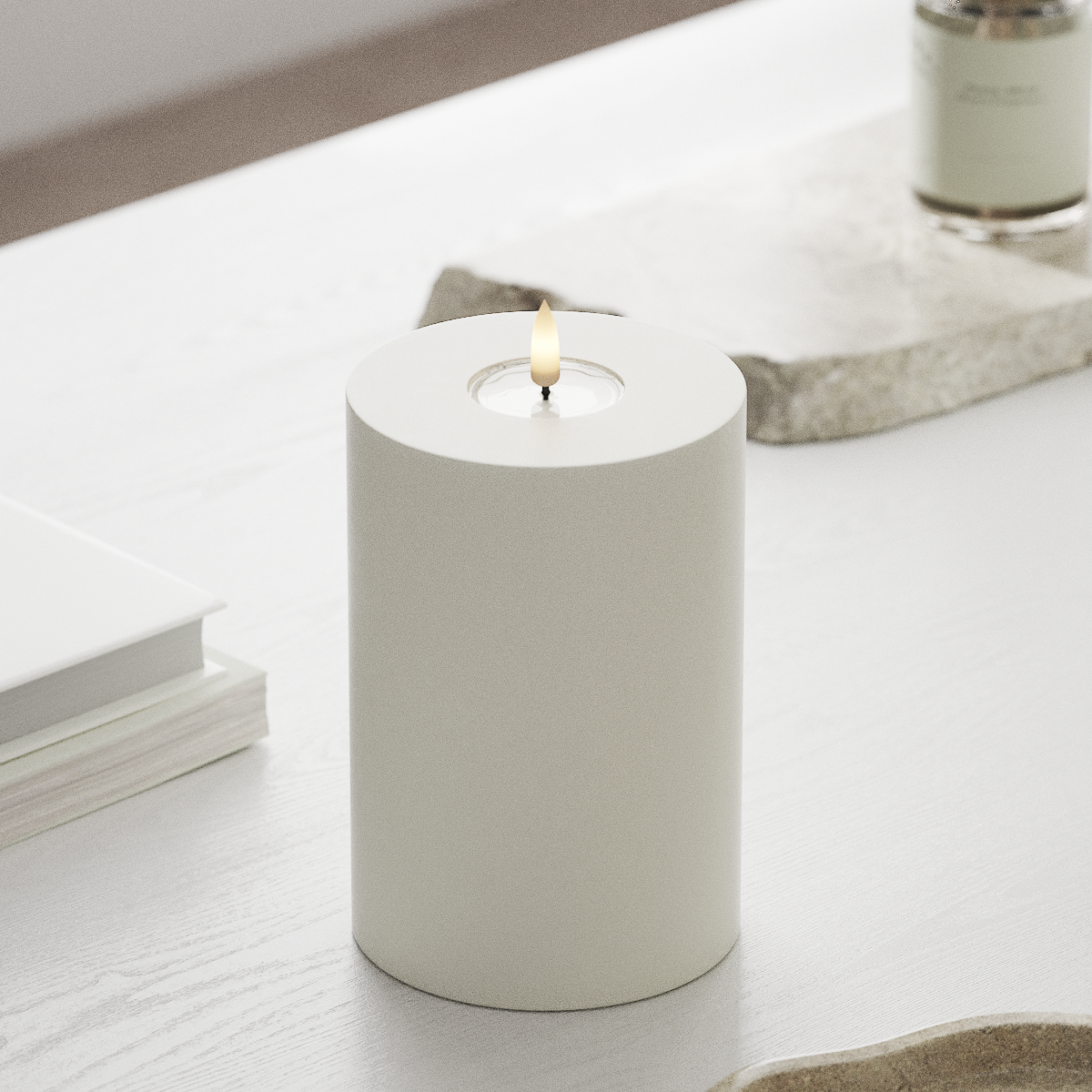 LED-Kerze D10 x 15 cm - Deluxe Echtwachs - Realistische 3D Flamme - Nordicflame-de