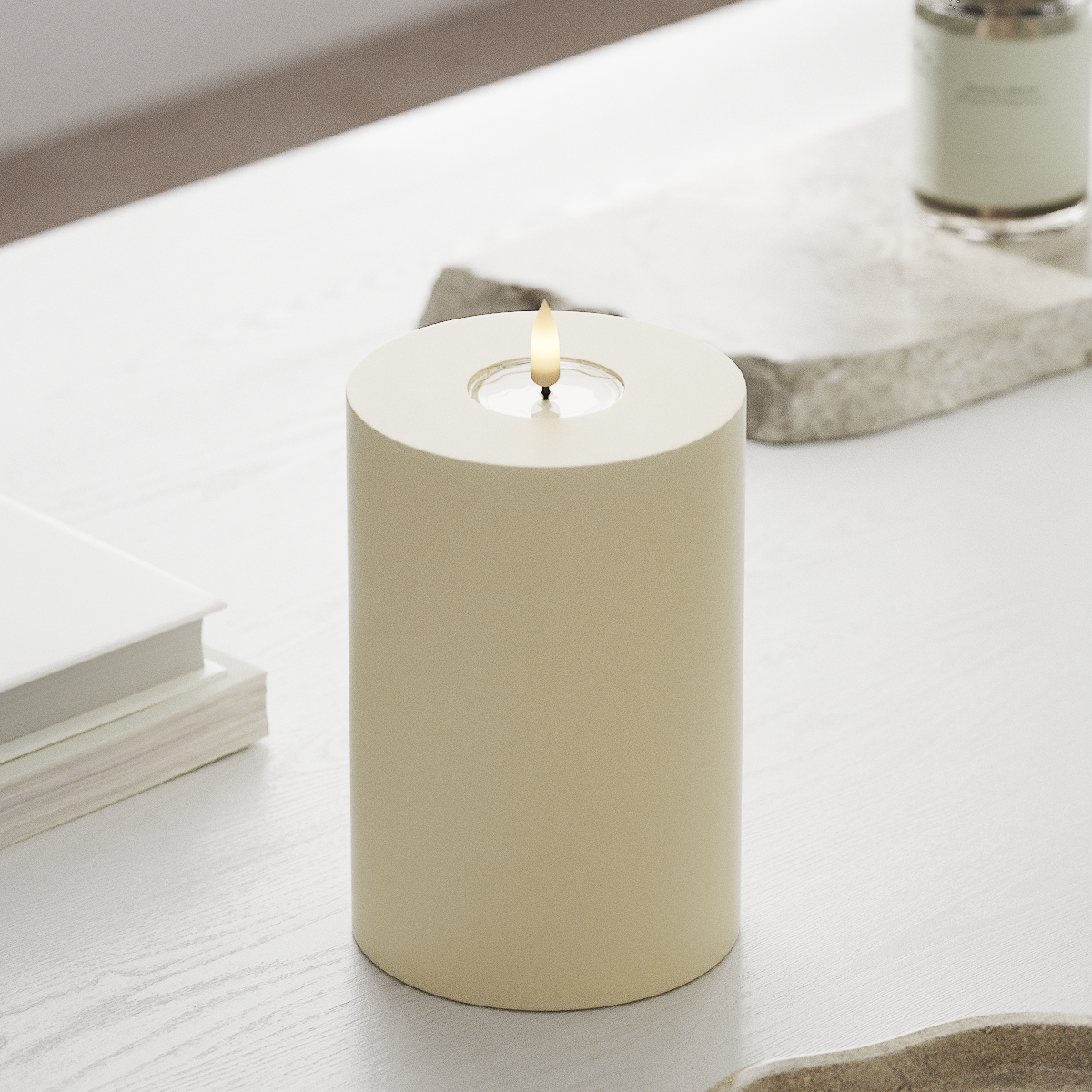 LED-Kerze D10 x 15 cm - Deluxe Echtwachs - Realistische 3D Flamme - Nordicflame-de