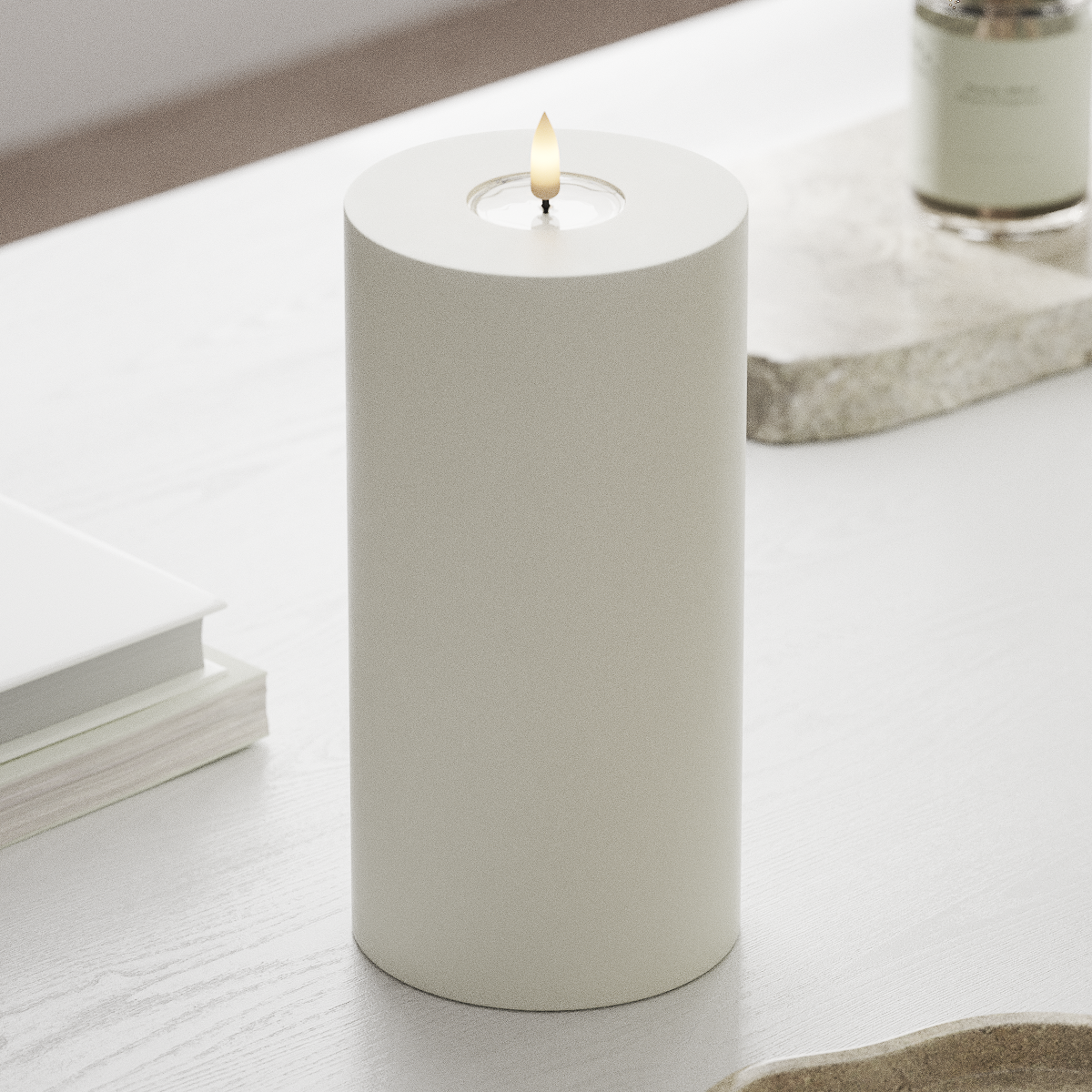 LED-Kerze D10 x 20 cm - Deluxe Echtwachs - Realistische 3D Flamme - Nordicflame-de