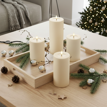 Deluxe Homeart LED Stumpenkerzen – Set mit 4 Größen inkl. Fernbedienung – Creme