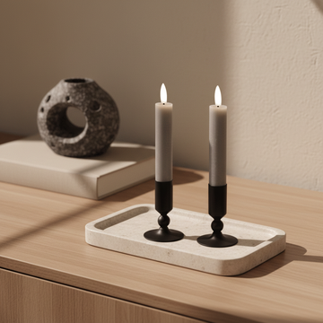 Grau LED Stabkerzen 2 stück D2,2 x 11 cm  3D Flamme