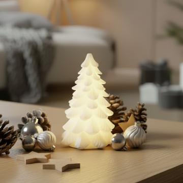 LED Weihnachtsbaum H 19 cm – Stearin – Weiß – Deluxe Homeart