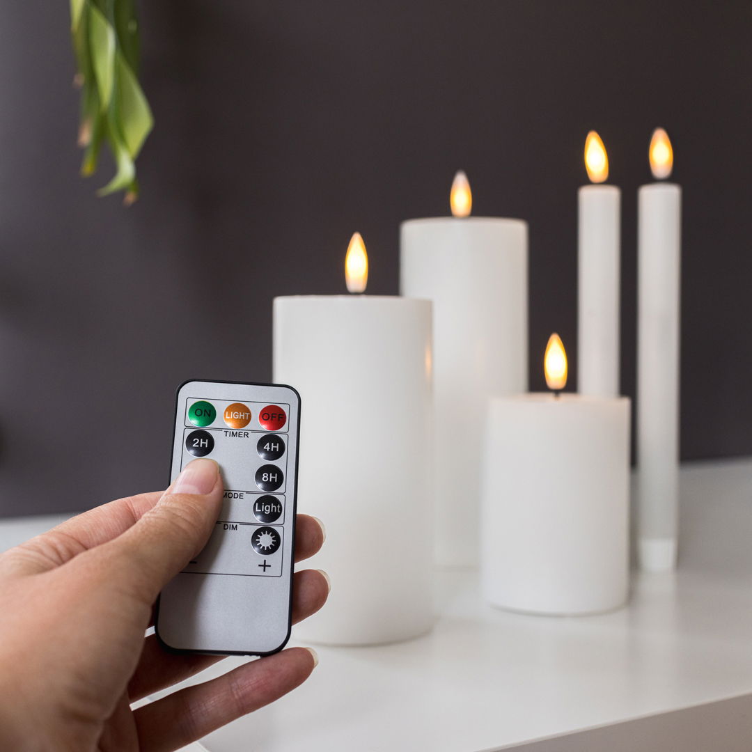 LED-Kerzenset 5er Pack Weiß inkl. Fernbedienung - Nordicflame-de