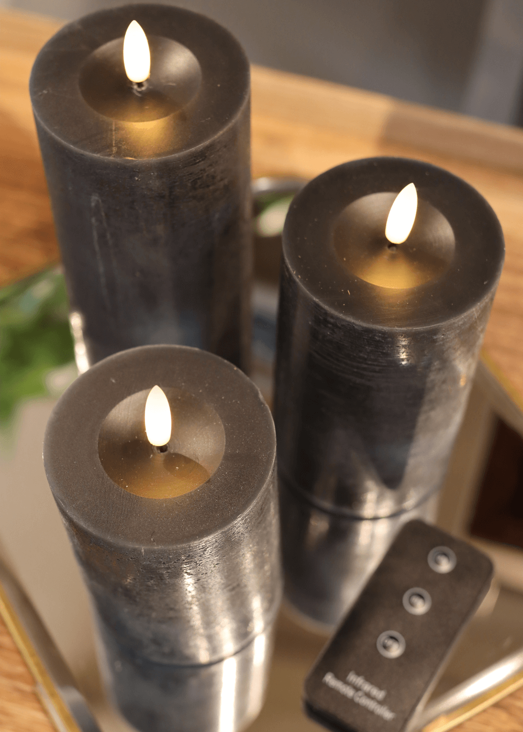 LED-Stumpenkerzen Set mit 3 Kerzen & Fernbedienung - Petrolfarbene - Nordicflame-de