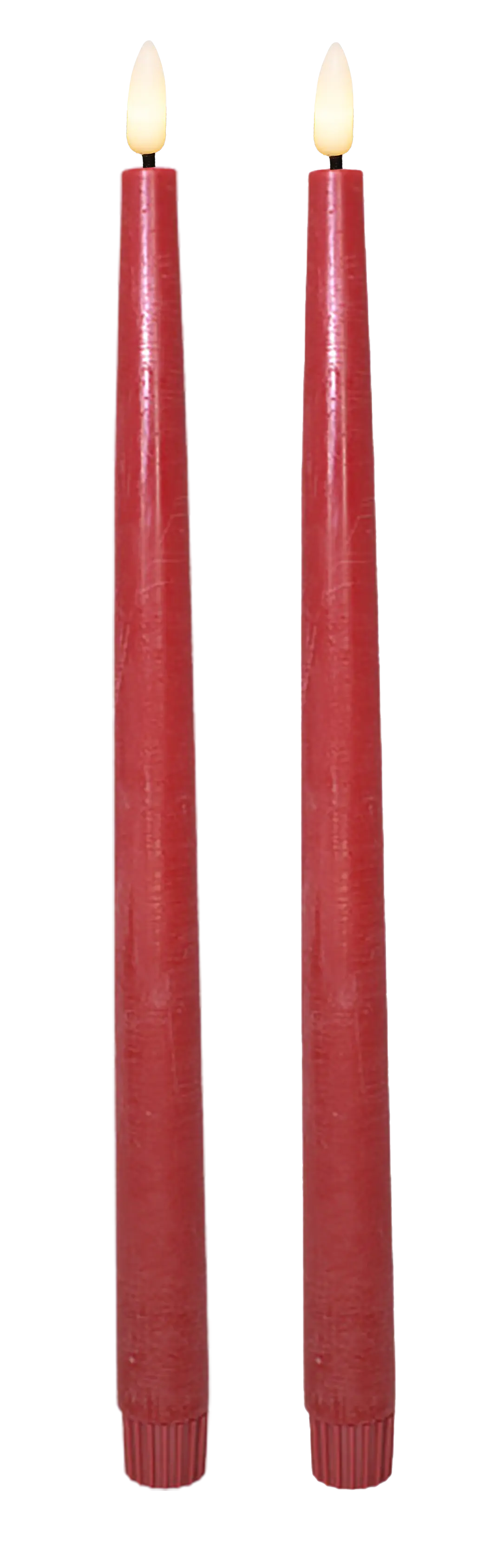 LED Tafelkerzen – 2er-Set in Rot. Ø2,2 x H34 cm - Nordicflame-de
