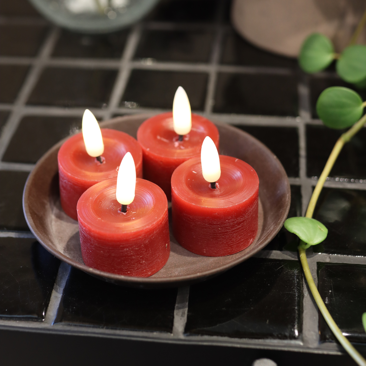 LED Teelichter aus Wachs – 4er-Pack Rot - Nordicflame-de