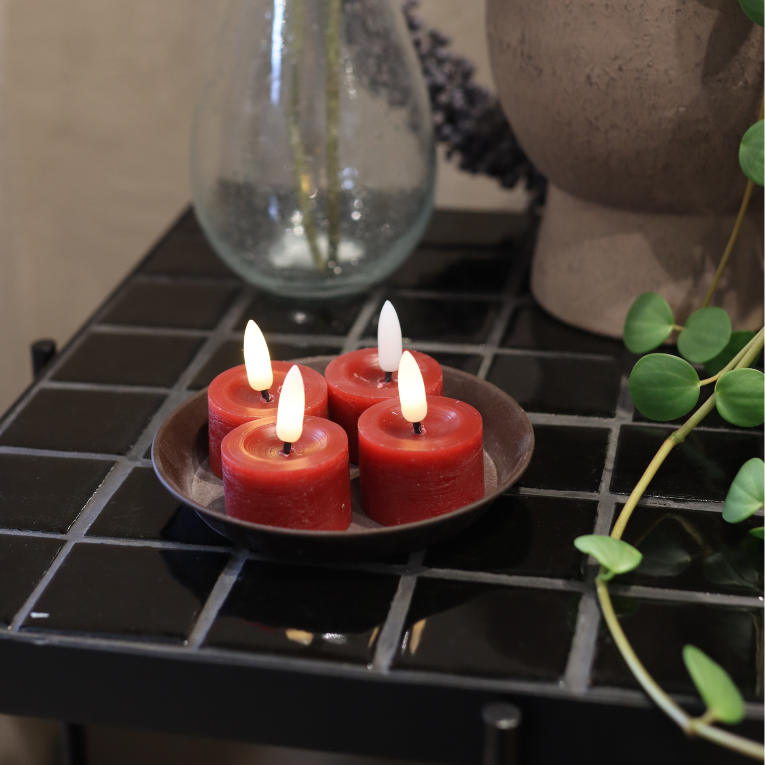 LED Teelichter aus Wachs – 4er-Pack Rot - Nordicflame-de
