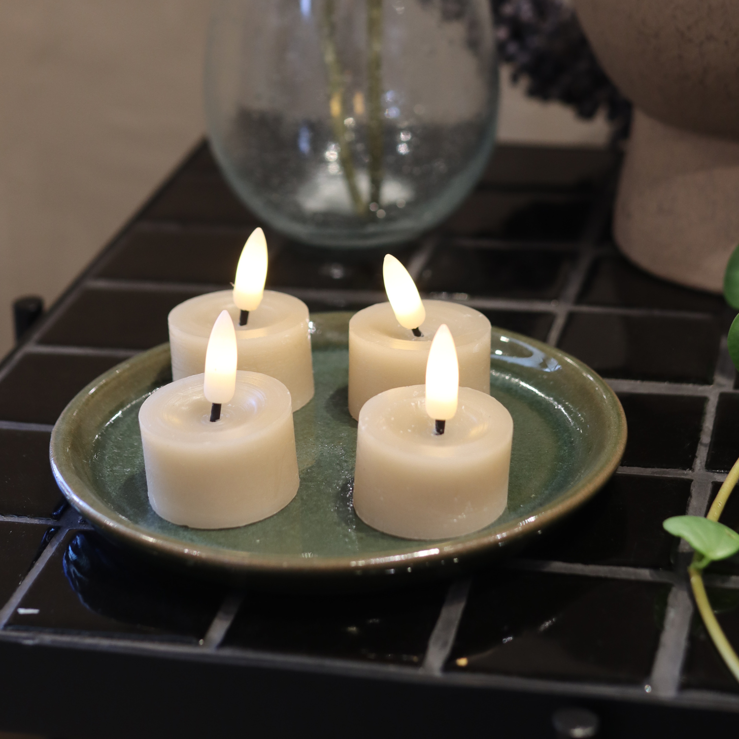 LED Teelichter aus Wachs – 4er-Pack Sand - Nordicflame-de