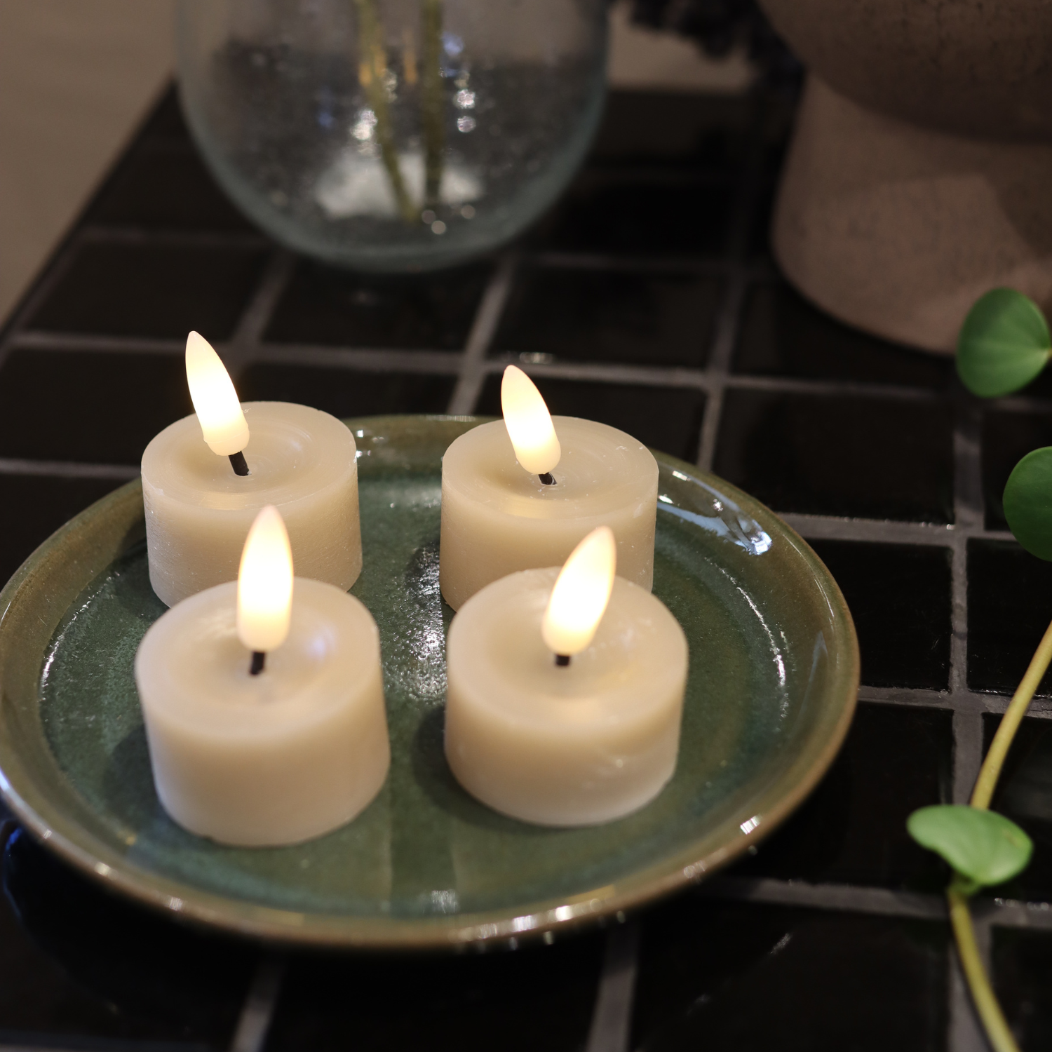 LED Teelichter aus Wachs – 4er-Pack Sand - Nordicflame-de