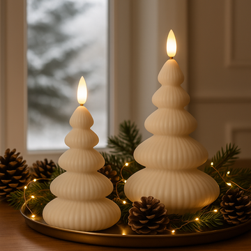 LED Weihnachtsbaumkerzen 2er-Set – Weiß, 10/15 cm inkl. Fernbedienung