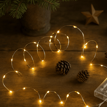 Lichterkette mit 30 LEDs und Timer – 290 cm, warmweiß, für Innen- und Außenbereich