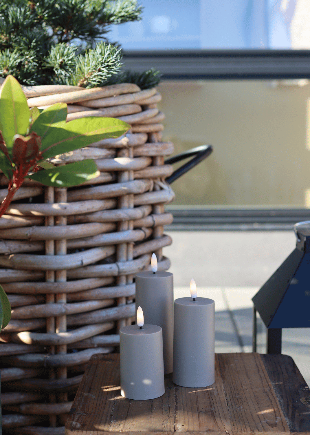 Outdoor LED-kerzen D5 3er-Set in Sandfarbe - Nordicflame-de