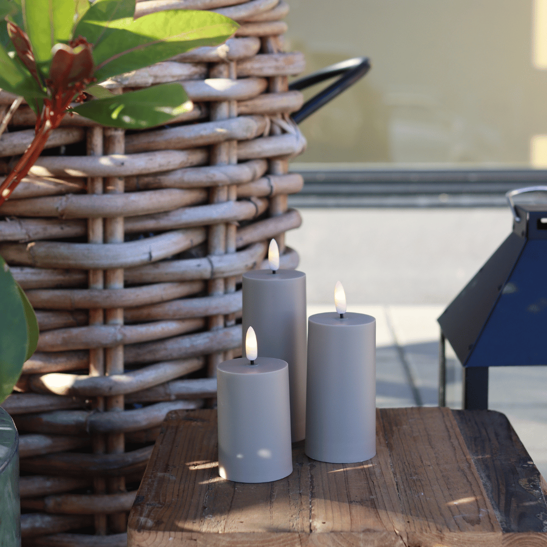 Outdoor LED-kerzen D5 3er-Set in Sandfarbe - Nordicflame-de