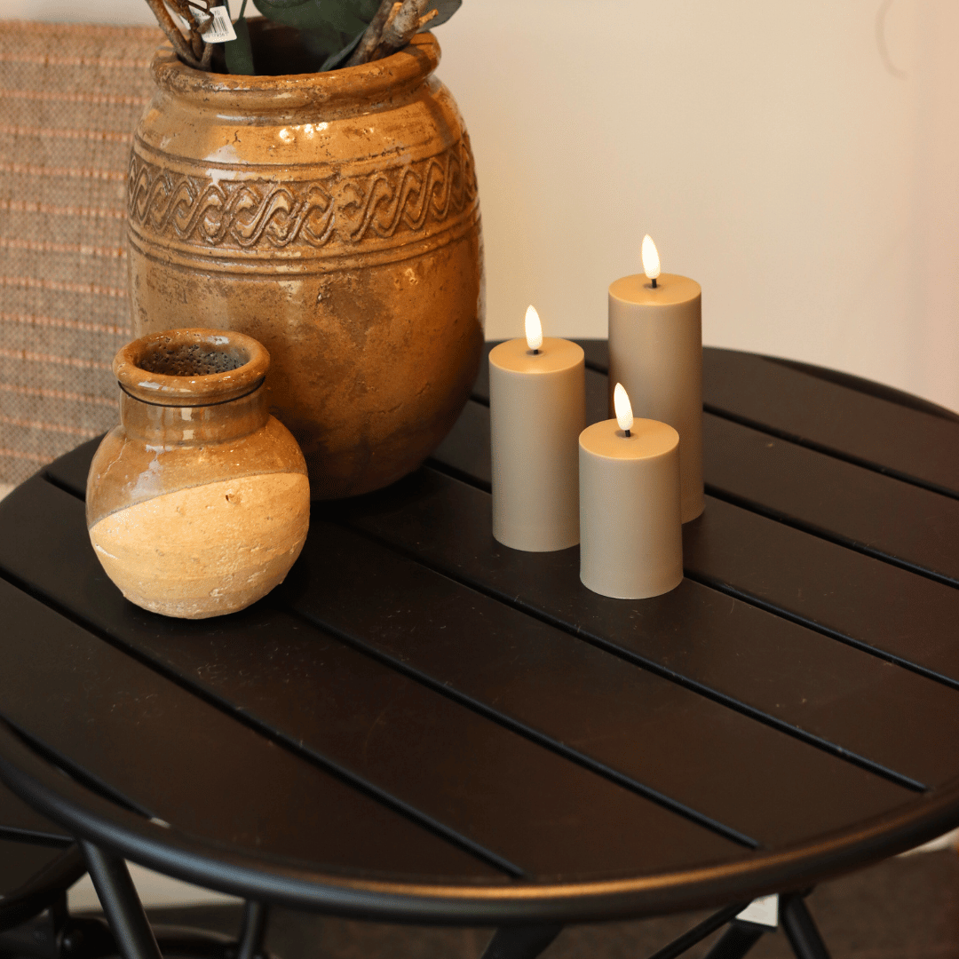 Outdoor LED-kerzen D5 3er-Set in Sandfarbe - Nordicflame-de