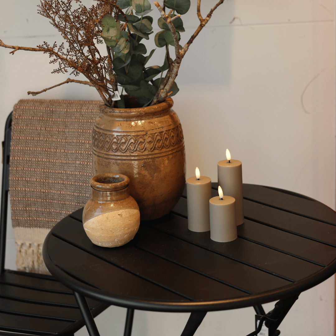 Outdoor LED-kerzen D5 3er-Set in Sandfarbe - Nordicflame-de