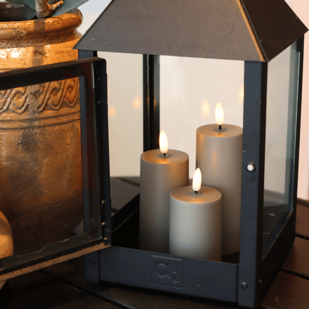 Outdoor LED-kerzen D5 3er-Set in Sandfarbe - Nordicflame-de