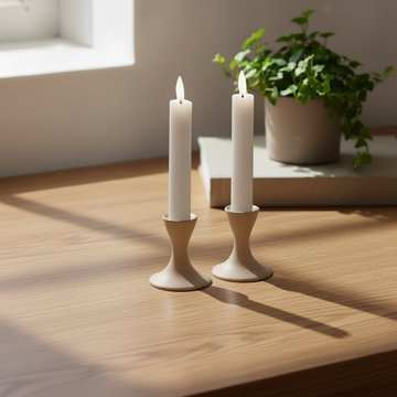 LED Stabkerzen 2 stück D2,2 x 15 cm - 3D Flamme - By Deluxe Homeart