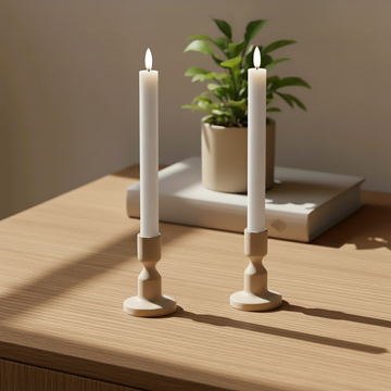 LED Stabkerzen 2 stück D2,2 x 24 cm - 3D Flamme - By Deluxe Homeart