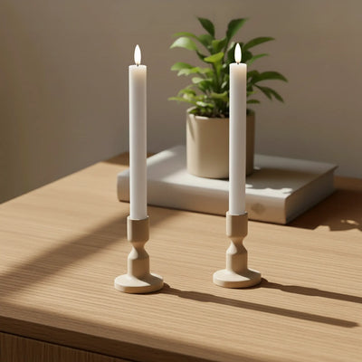 LED Stabkerzen 2 stück D2,2 x 24 cm weiß - 3D Flamme -  Delight By Deluxe Homeart Deluxe Homeart