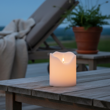 LED-Stumpenkerze für draußen 20 cm inkl. 6-Stunden-Timer
