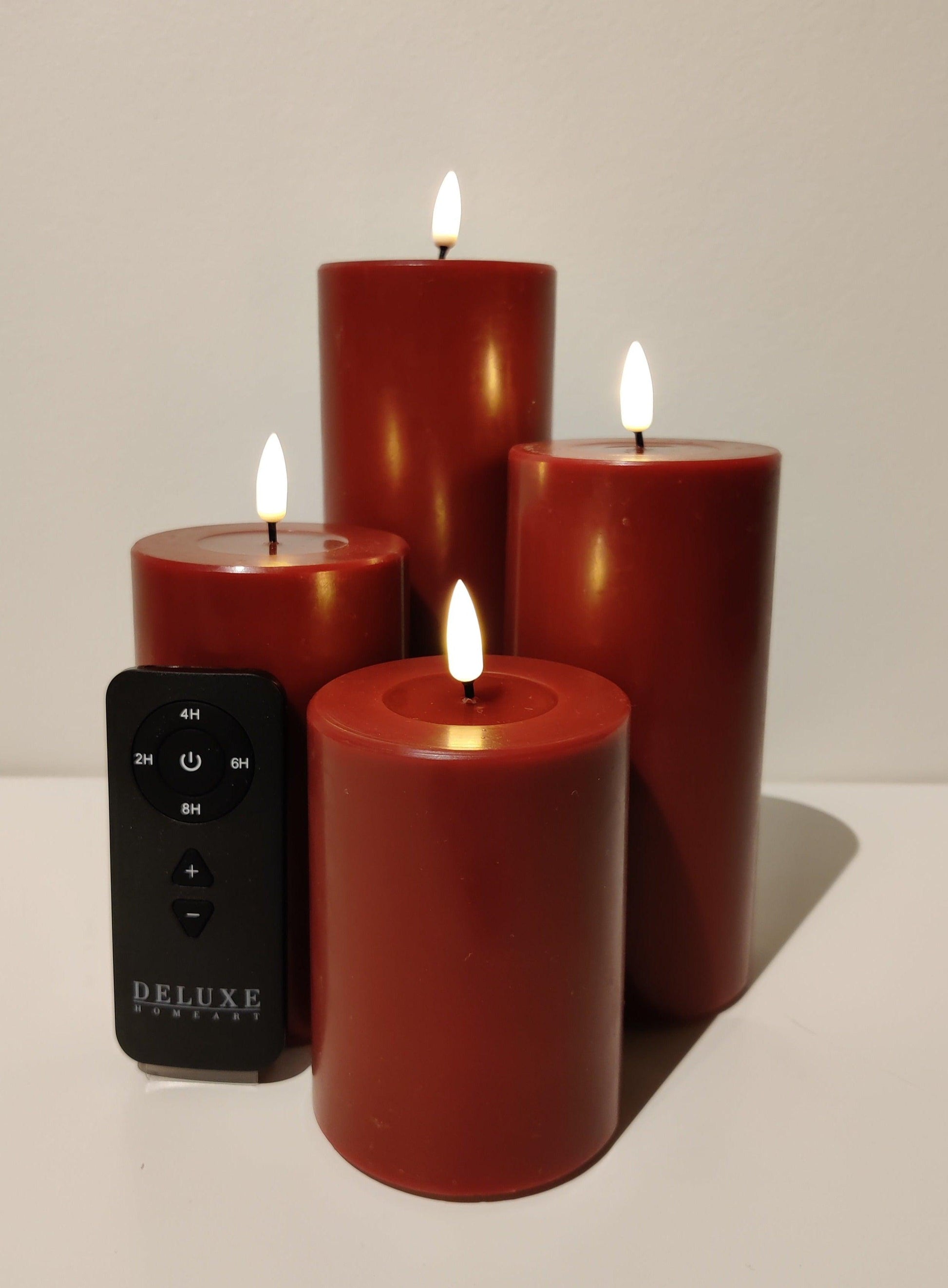 Indoor LED-Kerzenset mit 4 Größen Bordeauxrot | 3D Flamme - Indoor LED-Kerzenset mit 4 Größen Bordeauxrot | 3D Flamme - undefined - nordicflame.de Nordicflame-de